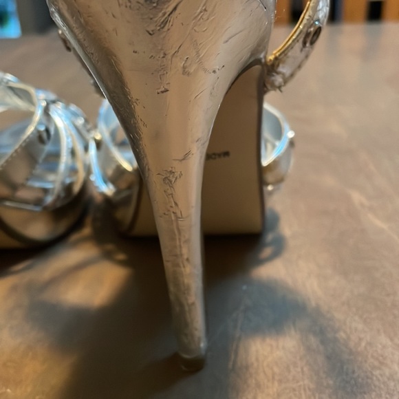 Silver gemstone double strap heels - Picture 6 of 6